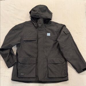 Dri Duck Waterproof Hooded Utility Jacket Men’s Large Gray Outdoor Workwear Coat